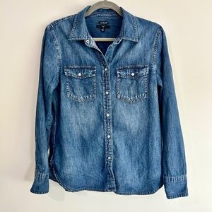 J. Crew Denim Button-down Shirt Slim Fit Size 8